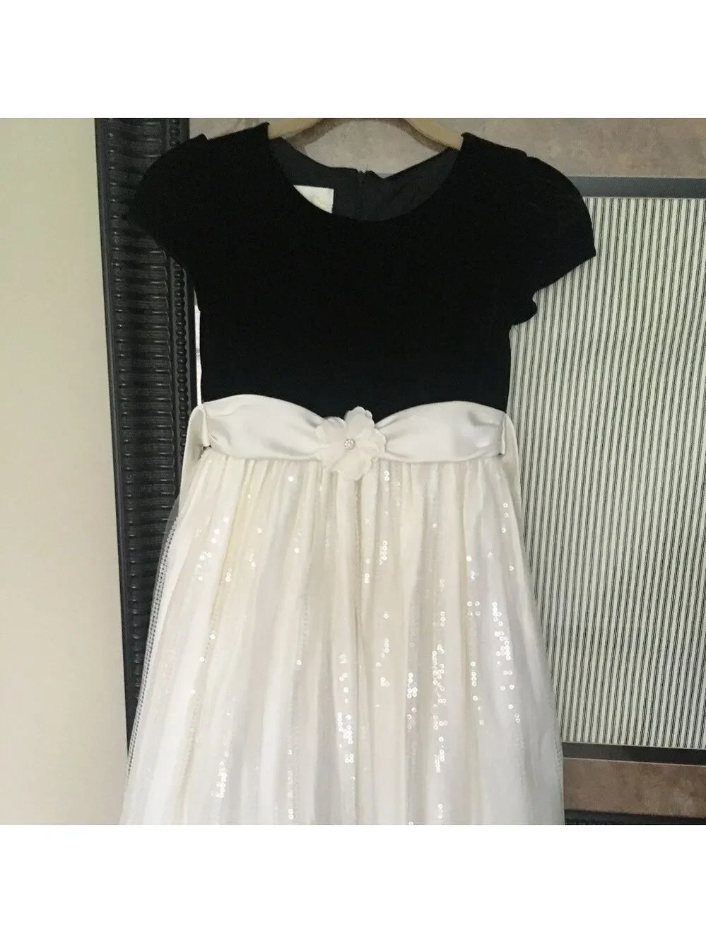 Cinderella Dress Flower Girl Black Velvet Tulle Skirt Sequin